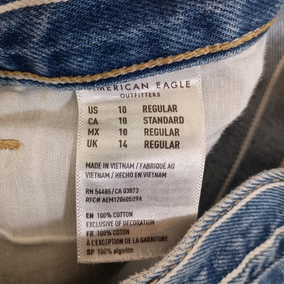American Eagle Women's Size 10 Blue White Striped High-Rise 32x27 Mom Jeans - Picture 2 of 12